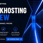 ShockHosting Review featuring a modern web hosting data center