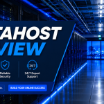 UltaHost Review featuring a modern web hosting data center